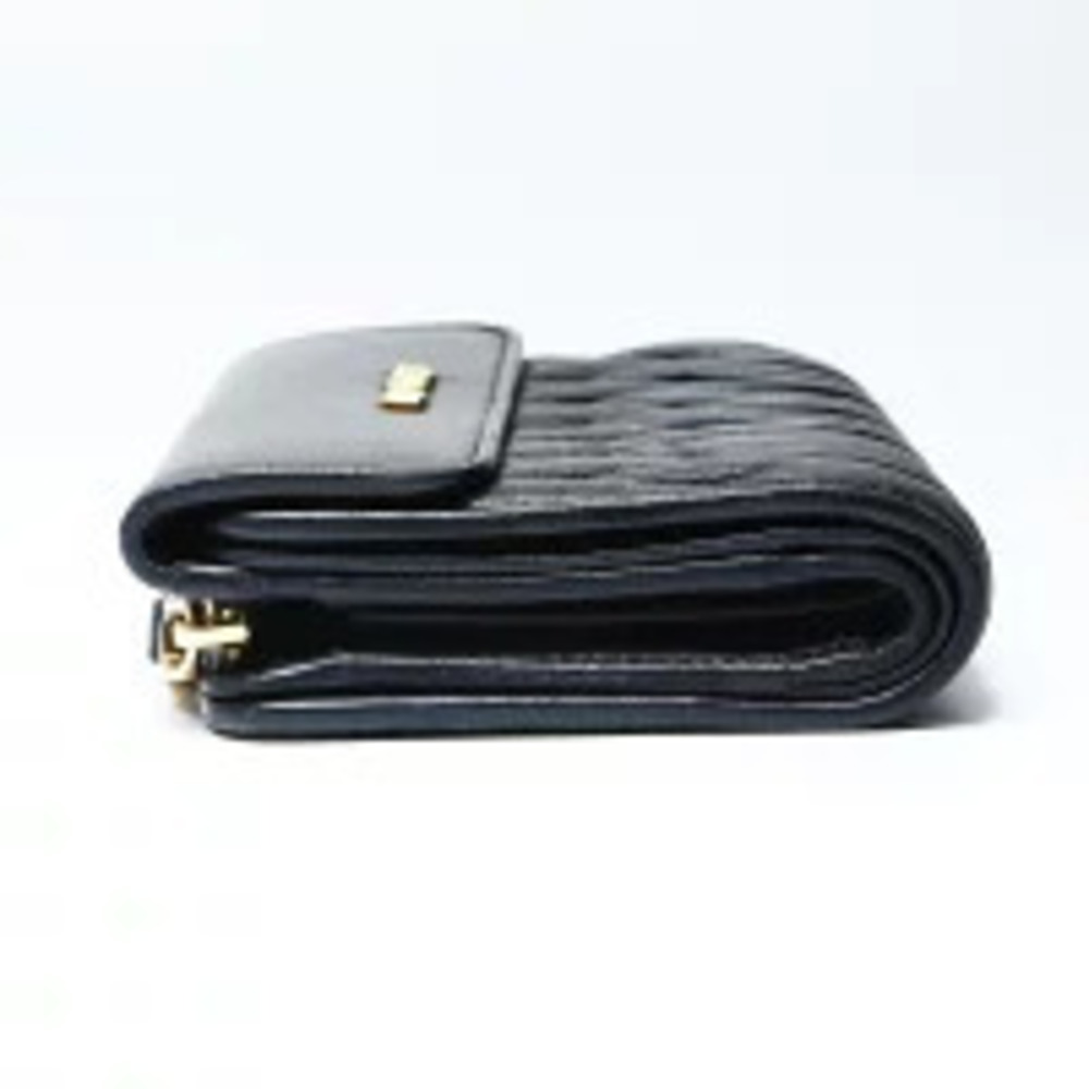 Miu Miu Leather Matelasse Tri fold Wallet Black - Picture 2 of 10
